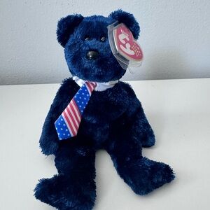 TY Pops Beanie Baby Plush Toy, Retired Collection TY Beany, Blue Maple Teddy